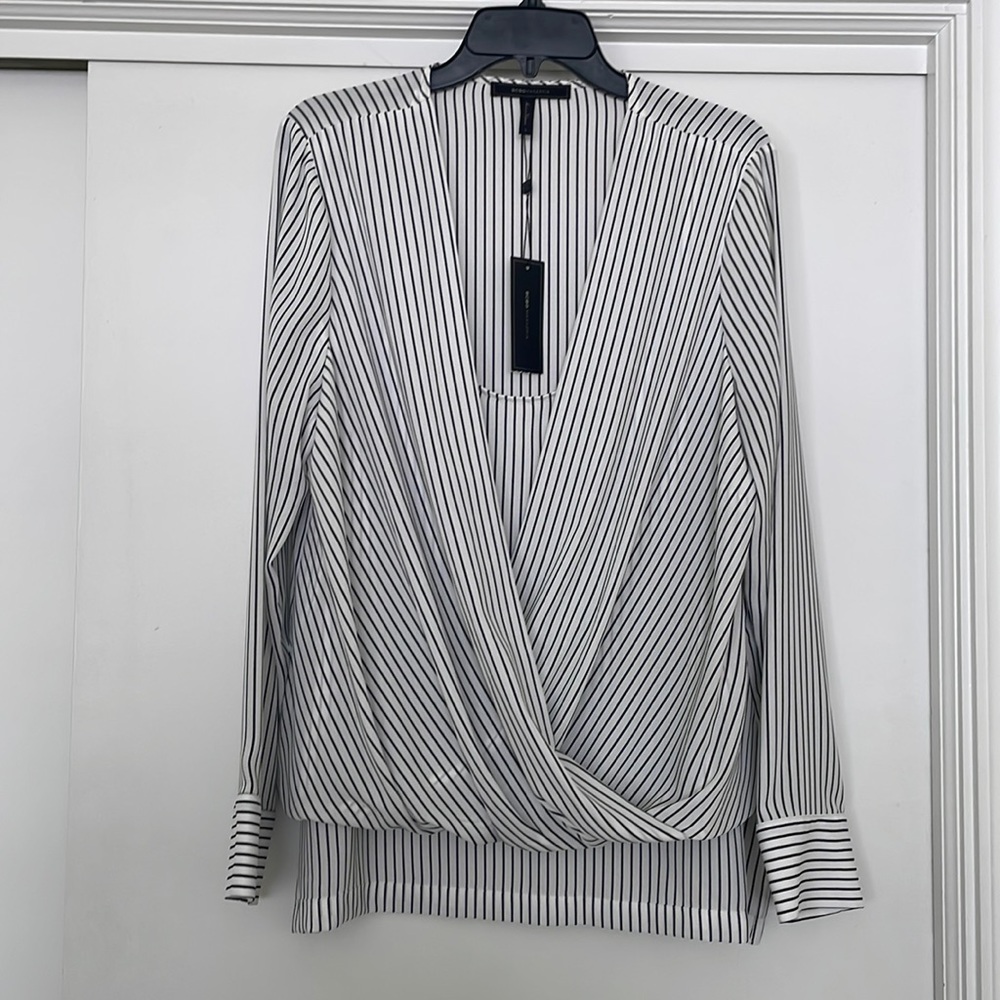 BCBGMAXAZRIA Women's Drape Front Blouse
